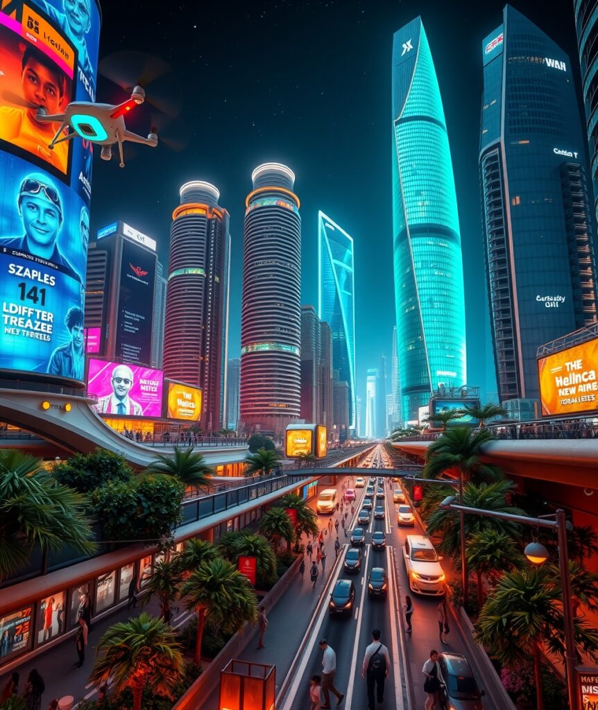Futuristic Cityscape with Advanced Technology – free AI stock image