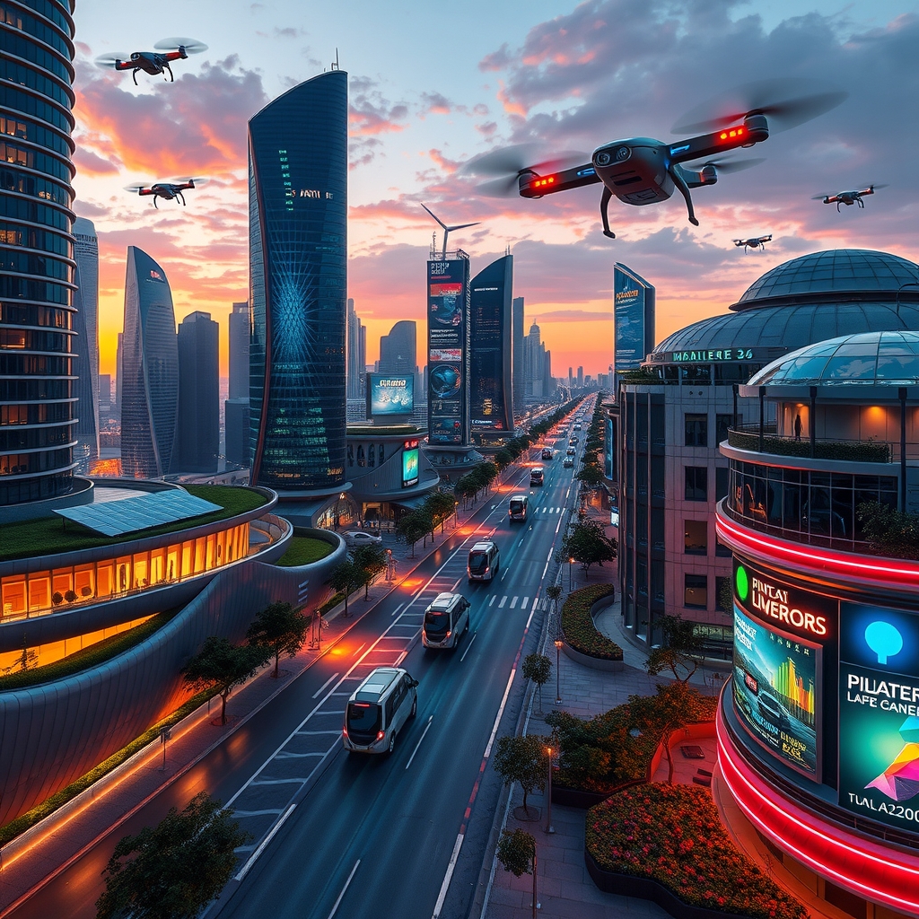 Futuristic Cityscape with Advanced Technology – free AI stock image