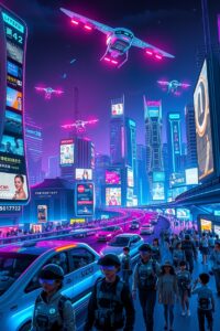Futuristic Cityscape with Advanced Technology – free AI stock image