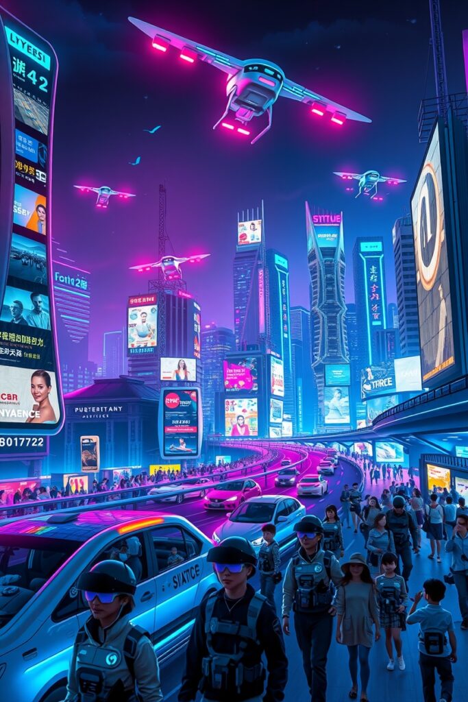 Futuristic Cityscape with Advanced Technology – free AI stock image