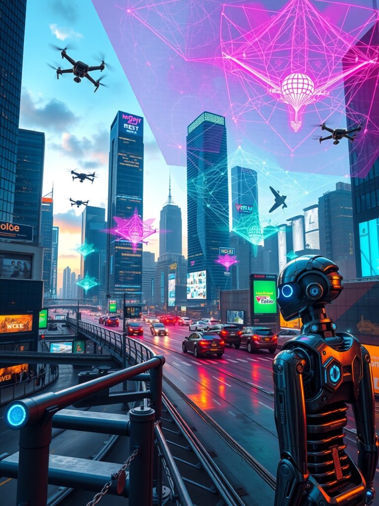 Futuristic Cityscape with Advanced Technology – free AI stock image