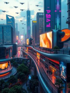 Futuristic Cityscape with Advanced Technology – free AI stock image
