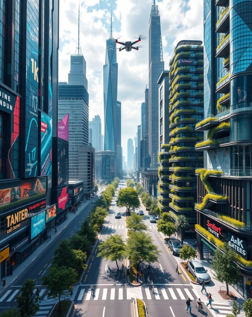 Futuristic Cityscape with Advanced Technology – free AI stock image