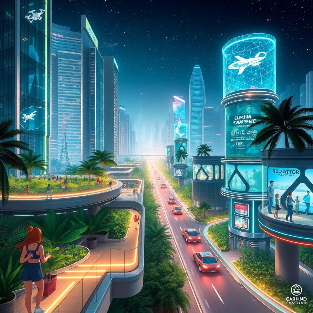 Futuristic Cityscape with Advanced Technology – free AI stock image