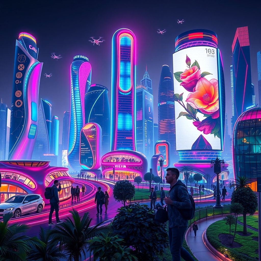 Futuristic Cityscape with Advanced Technology – free AI stock image
