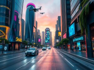 Futuristic Cityscape with Advanced Technology – free AI stock image