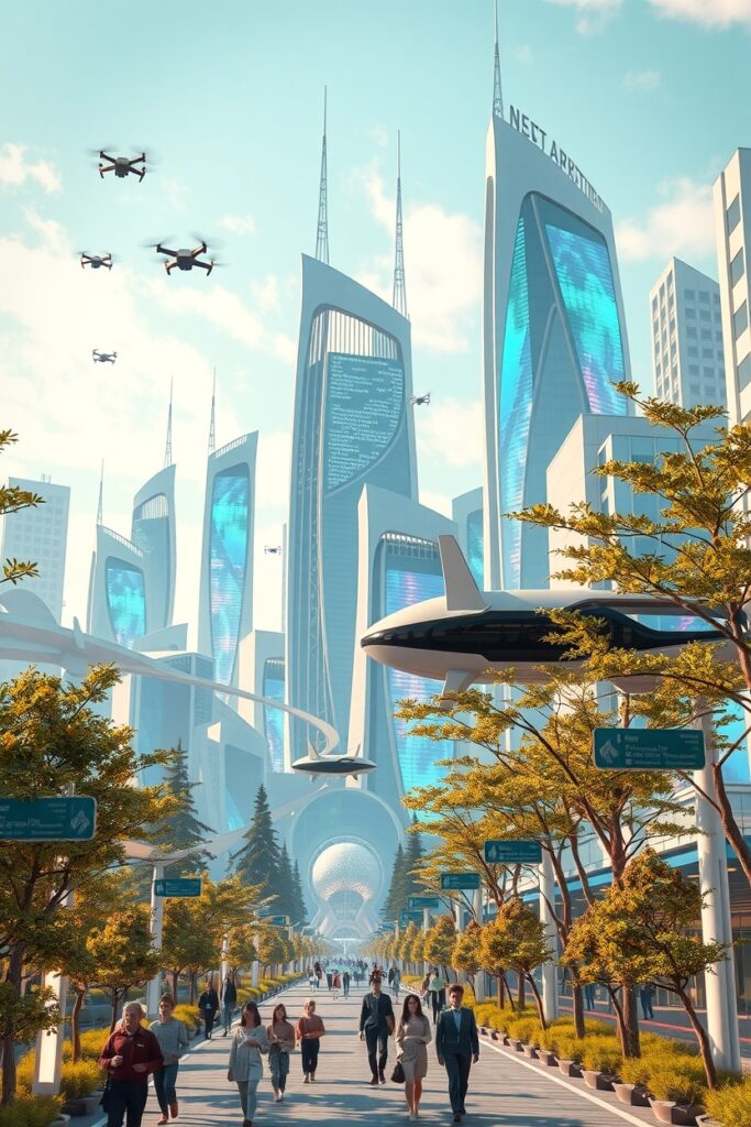 Futuristic Cityscape with Advanced Technology – free AI stock image