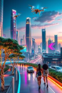 Futuristic Cityscape with Advanced Technology – free AI stock image