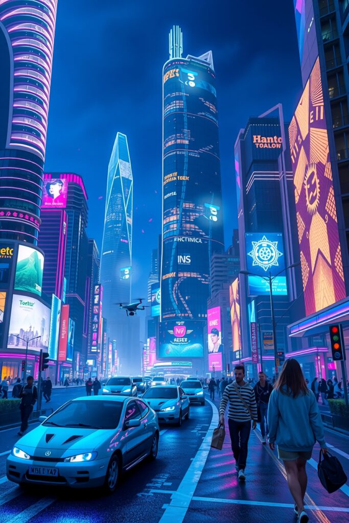 Futuristic Cityscape with Advanced Technology – free AI stock image