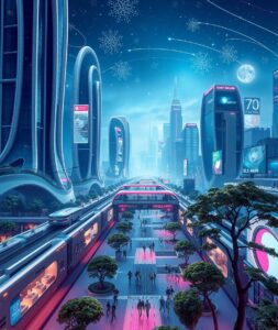 Futuristic Cityscape with Advanced Technology – free AI stock image
