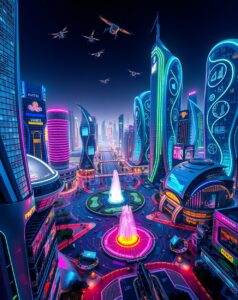 Futuristic Cityscape with Advanced Technology – free AI stock image