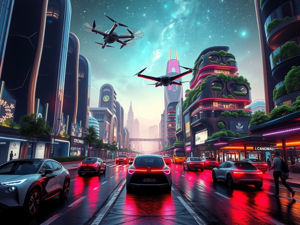 Futuristic Cityscape with Advanced Technology – free AI stock image