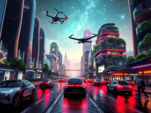 Futuristic Cityscape with Advanced Technology – free AI stock image
