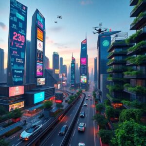 Futuristic Cityscape with Advanced Technology – free AI stock image