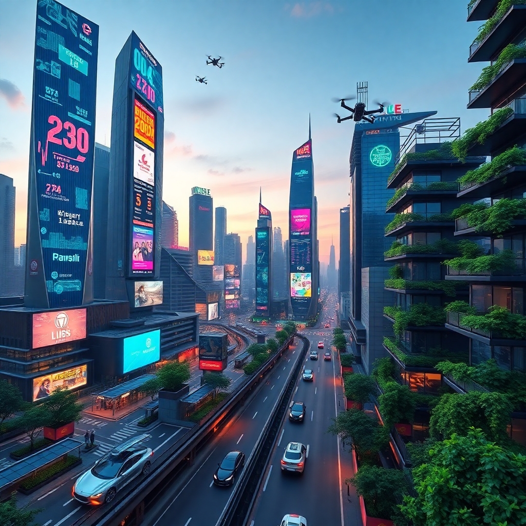 Futuristic Cityscape with Advanced Technology – free AI stock image
