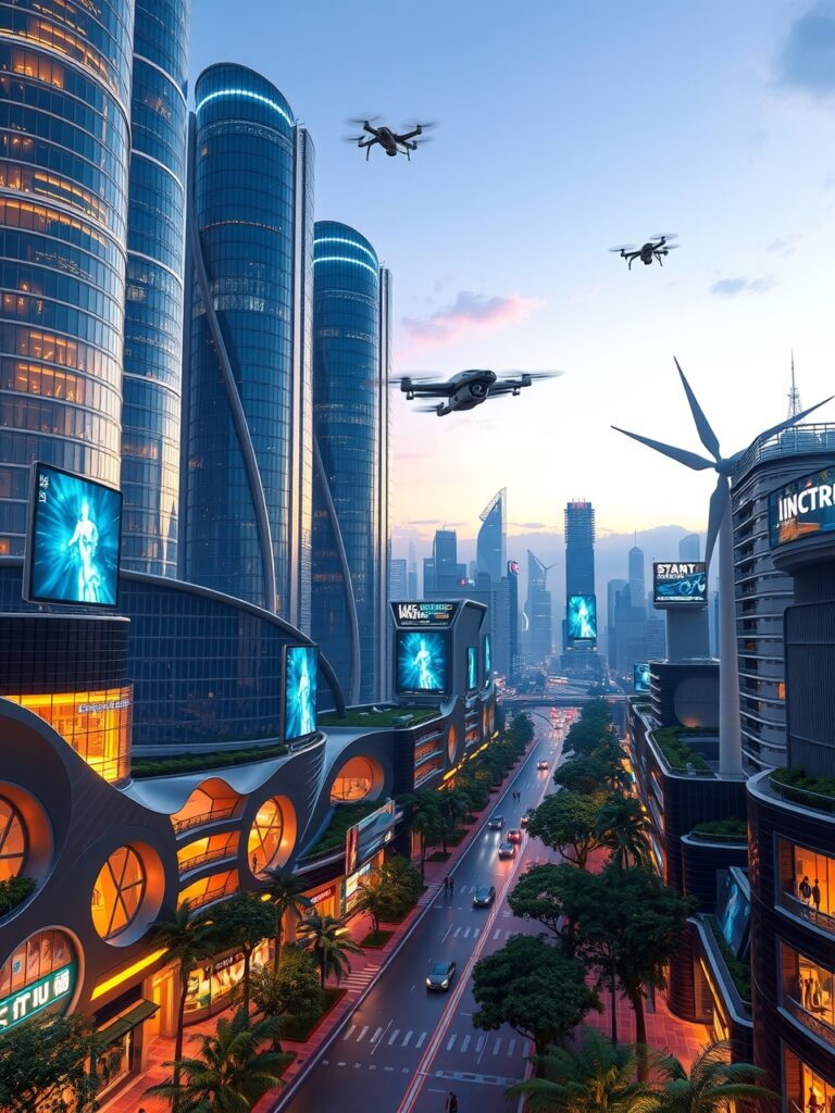 Futuristic Cityscape with Advanced Technology – free AI stock image