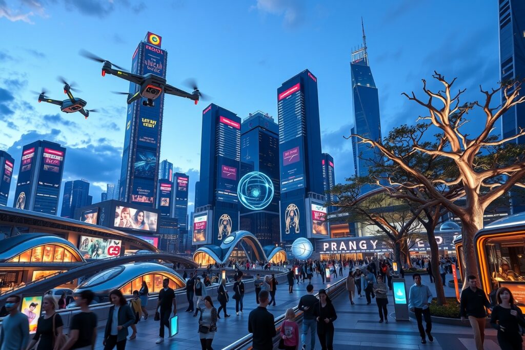 Futuristic Cityscape with Advanced Technology – free AI stock image