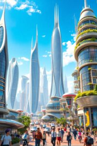 Futuristic Cityscape with Intricate Buildings – free AI stock image
