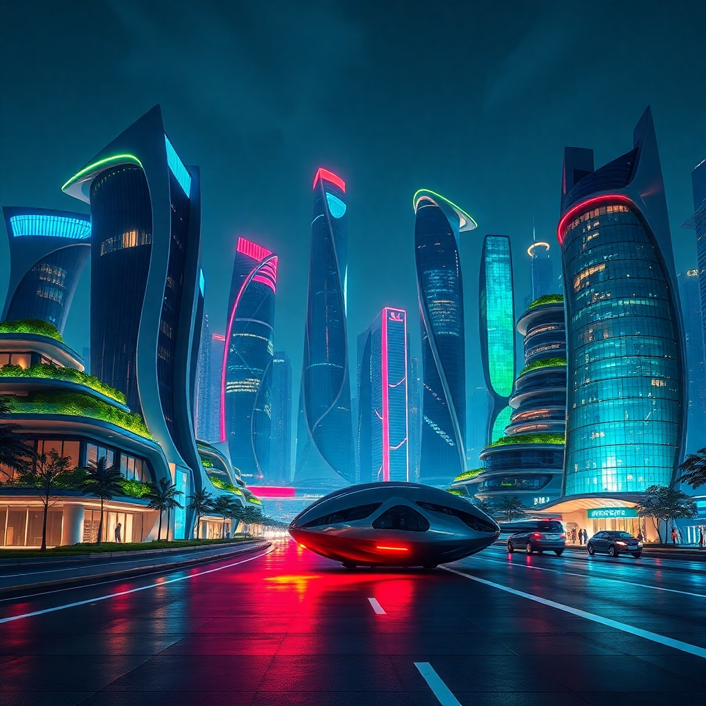 Futuristic Cityscape with Towering Skyscrapers – free AI stock image