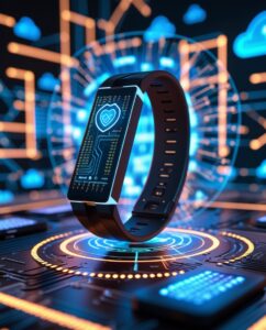 Futuristic Cybersecurity Fitness Tracker Device – free AI stock image