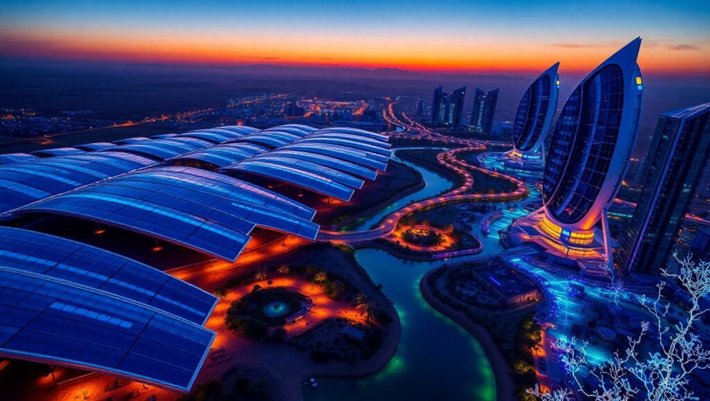 Futuristic Desert Cityscape – free AI stock image