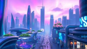 Futuristic Floating Garden City – free AI stock image