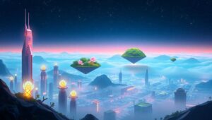 Futuristic Low-Poly Cityscape – free AI stock image