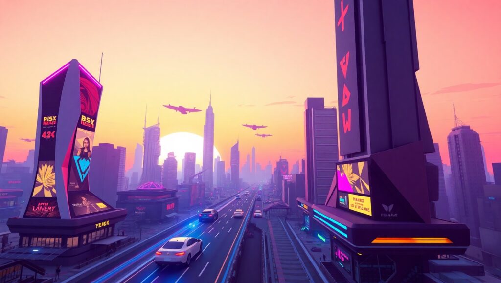 Futuristic Low-Poly Cityscape – free AI stock image