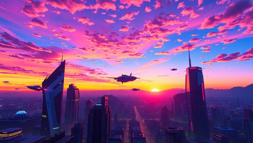 Futuristic Low-Poly Cityscape – free AI stock image