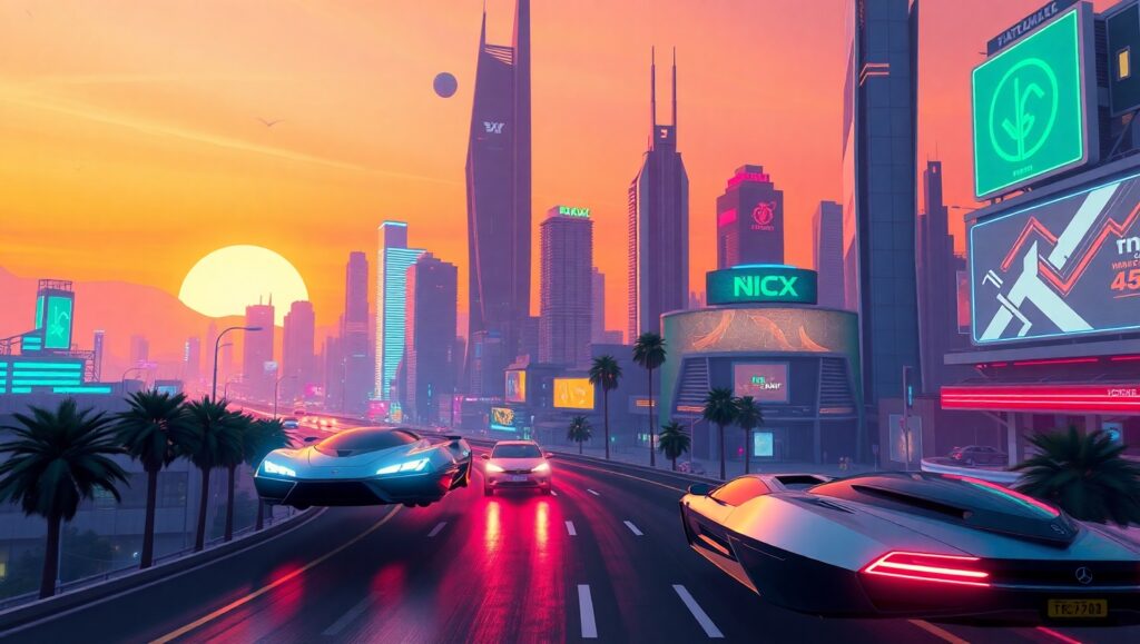 Futuristic Low-Poly Cityscape – free AI stock image