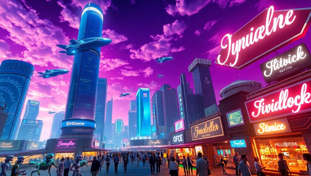 Futuristic Marketplace of Aliens – free AI stock image