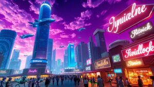 Futuristic Marketplace of Aliens – free AI stock image