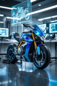 Futuristic Motorcycle in a High-Tech Laboratory – free AI stock image
