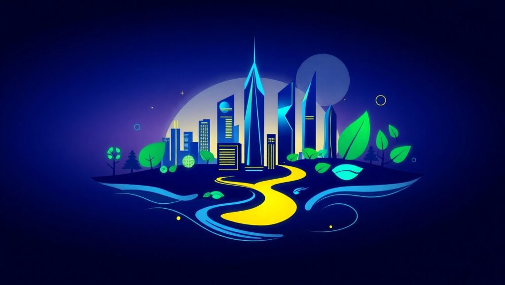 Futuristic Nature City Logo Design – free AI stock image