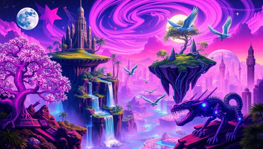 Futuristic Nature Collage – free AI stock image