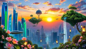 Futuristic Nature Fusion – free AI stock image