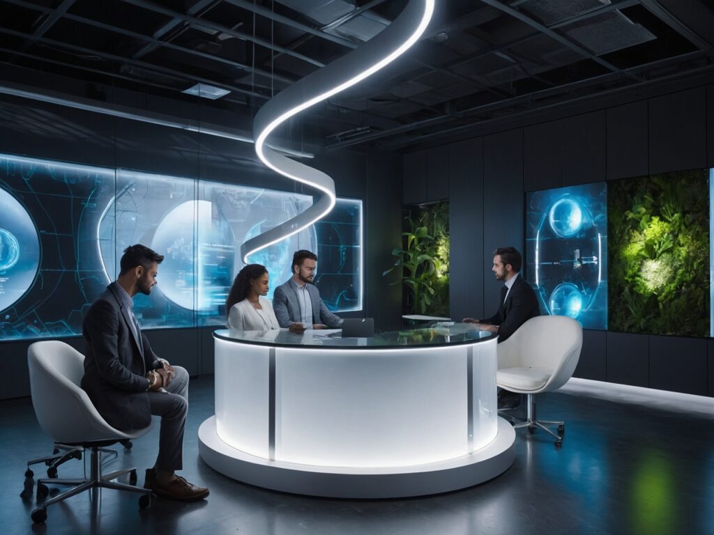Futuristic Office Filled with Smart Gadgets – free AI stock image