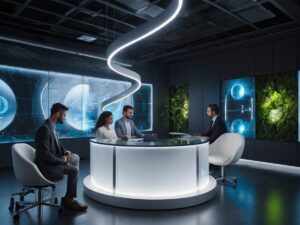 Futuristic Office Filled with Smart Gadgets – free AI stock image