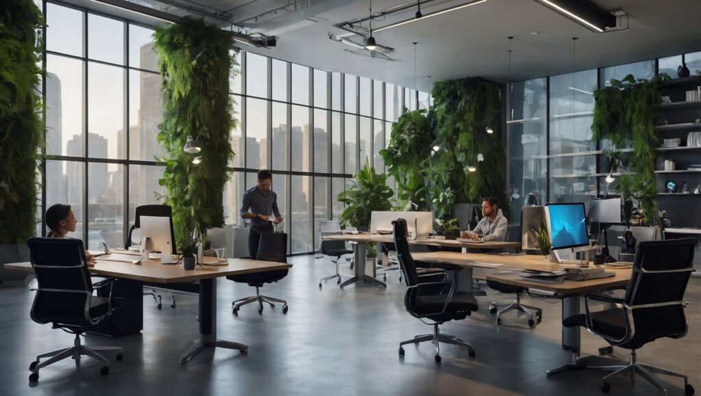 Futuristic Office with Advanced Technology – free AI stock image
