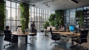 Futuristic Office with Advanced Technology – free AI stock image