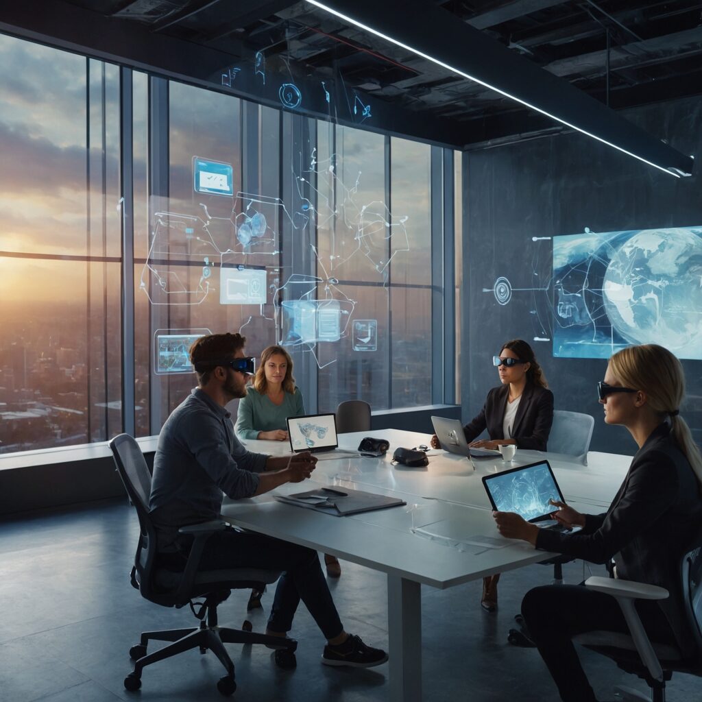 Futuristic Office with Virtual Reality Technology – free AI stock image