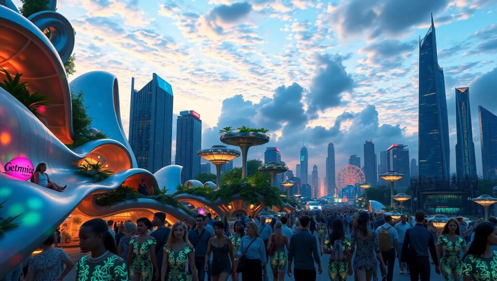 Futuristic Organic Cityscape – free AI stock image