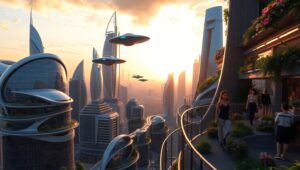 Futuristic Organic Cityscape – free AI stock image