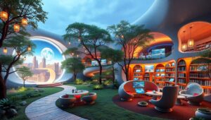 Futuristic Organic Library Design – free AI stock image