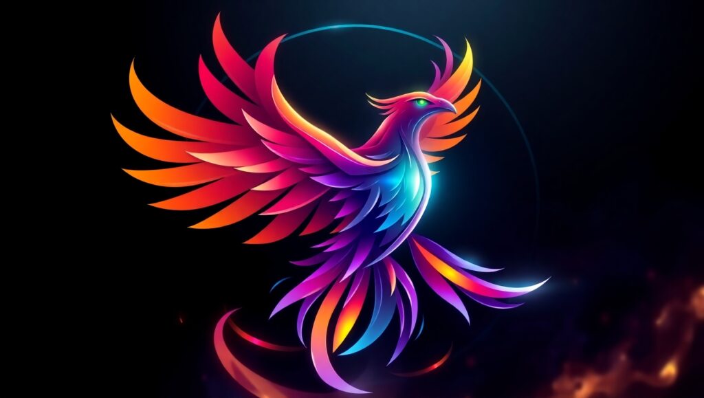 Futuristic Phoenix Logo Design – free AI stock image