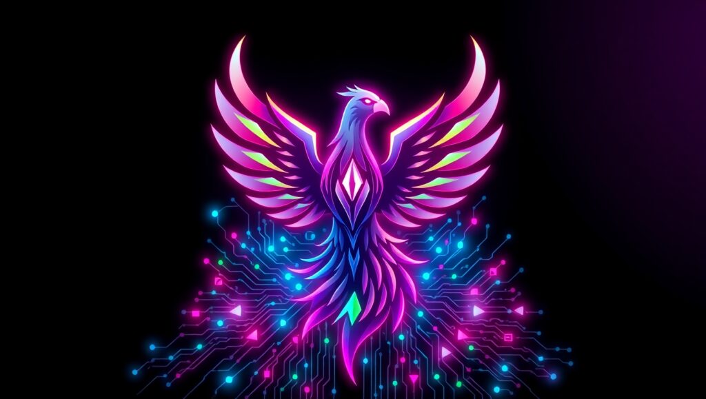 Futuristic Phoenix Logo Design – free AI stock image