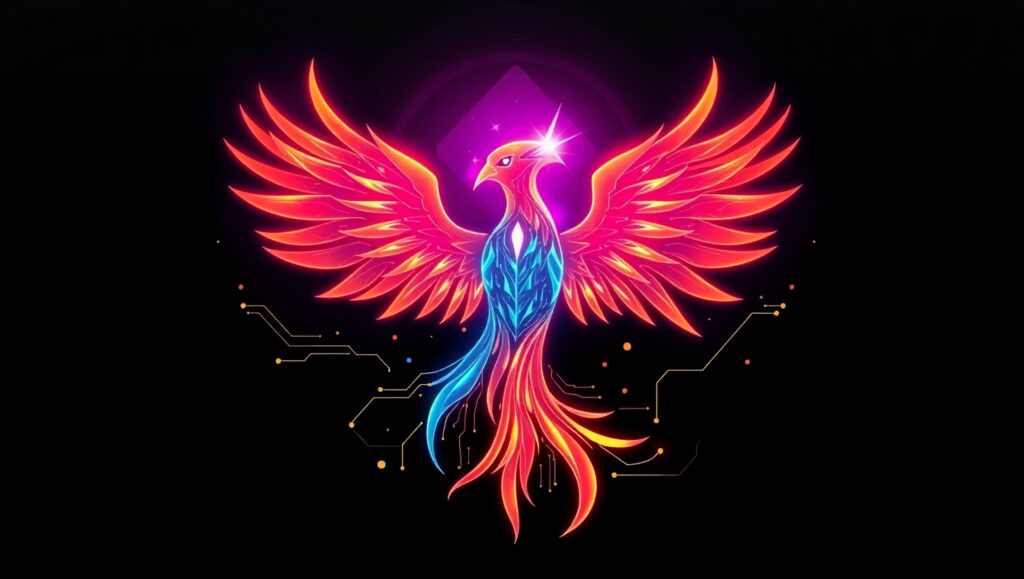 Futuristic Phoenix Logo Design – free AI stock image
