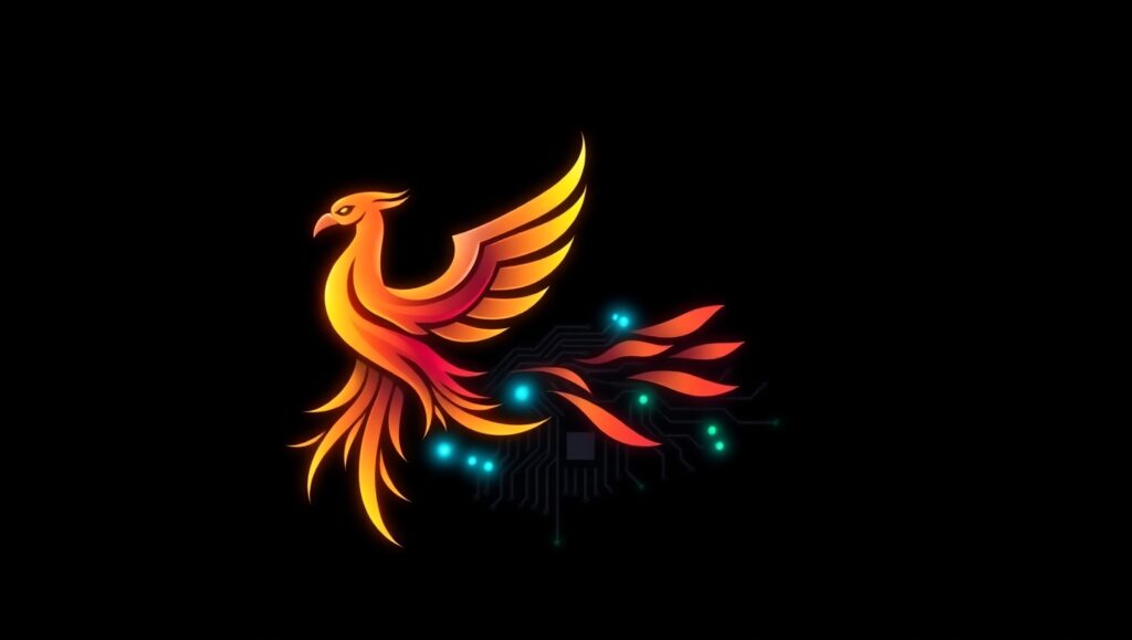 Futuristic Phoenix Logo Design – free AI stock image