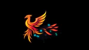 Futuristic Phoenix Logo Design – free AI stock image