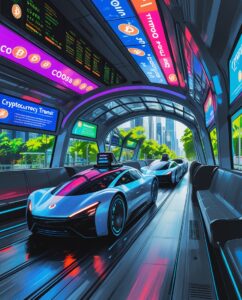 Futuristic Public Transit with Cryptocurrency – free AI stock image